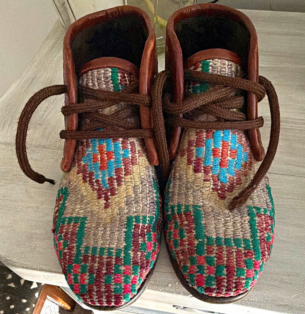 Res Ipsa Womens Chukka Ankle Boots US 7 100% Wool Geometric Woven Lace-Up